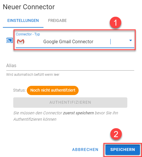 Gmail Connector erstellen alt text