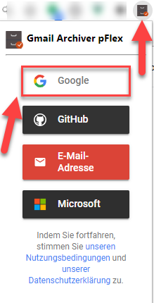 Gmail Archiver Extension Login alt text
