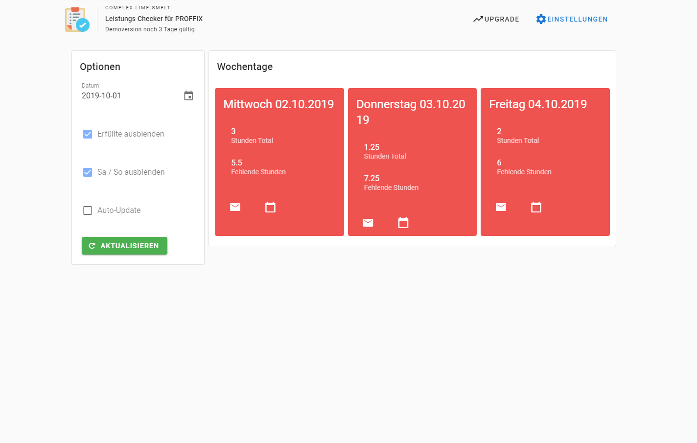 Übersicht Leistungs Checker PROFFIX alt text