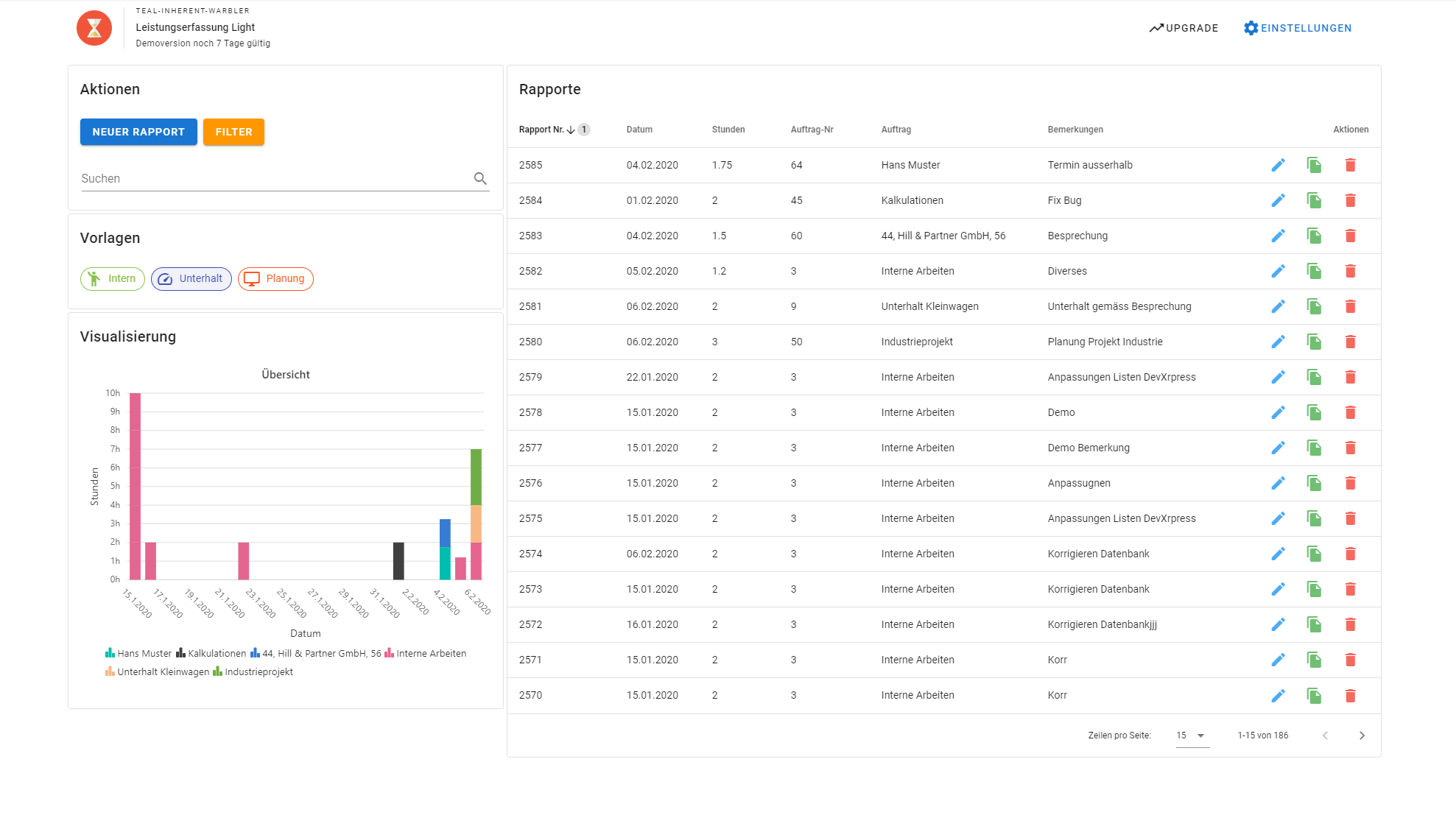 Übersicht Leistungserfassung Light alt text