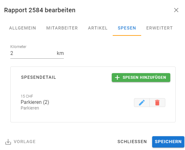 Leistungserfassung PROFFIX Spesen alt text